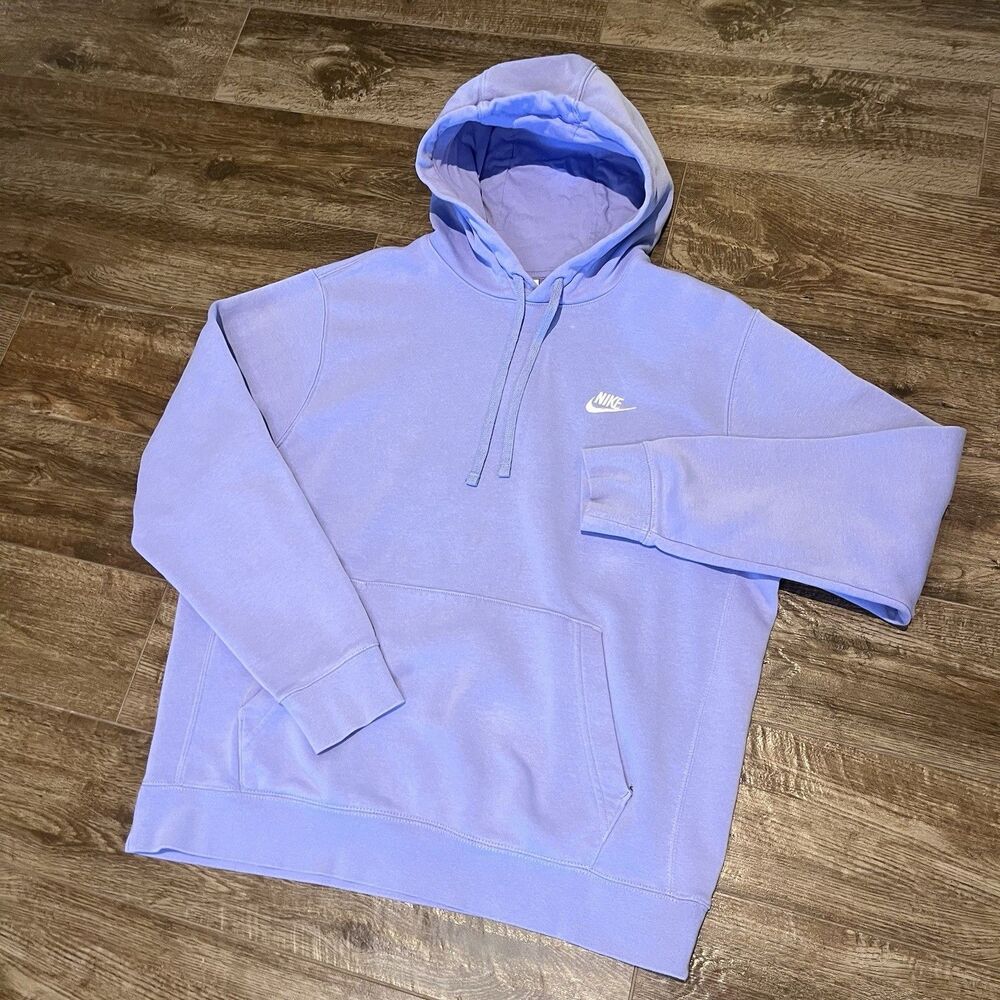 Nike Sportswear Club Fleece Hoodie Mens Large Purple Pullover Logo BV2654-569